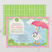 Umbrella Baby Sprinkle Shower Invitation Girl Kaart (Voorkant / Achterkant)