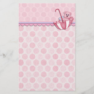 Umbrella Beer Pink Polka Dots Baby Briefpapier