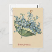 Umbrella Blue Forget-Me-Not Briefkaart (Voorkant / Achterkant)