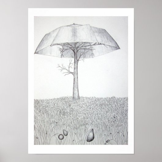 Umbrella Boom B&W Poster (Voorkant)
