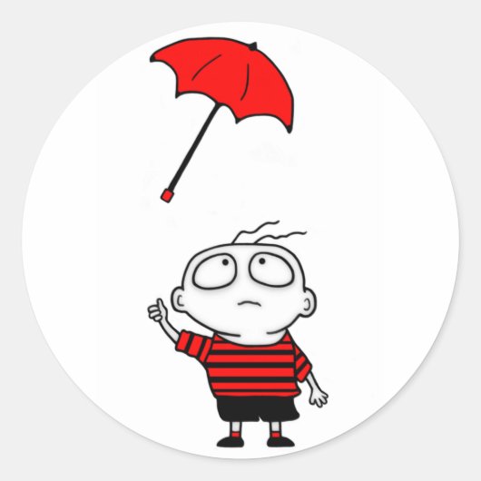 Umbrella Boy Ronde Sticker (Voorkant)