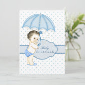 Umbrella Boy Sprinkle Baby shower Kaart (Staand voorkant)