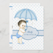 Umbrella Boy Sprinkle Baby shower Kaart (Voorkant / Achterkant)