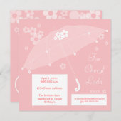 Umbrella Bridal Shower Invitation (roze) Kaart (Voorkant / Achterkant)