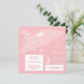 Umbrella Bridal Shower Invitation (roze) Kaart (Staand voorkant)