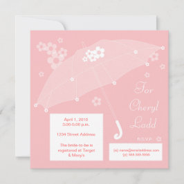 Umbrella Bridal Shower Invitation (roze) Kaart
