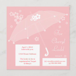 Umbrella Bridal Shower Invitation (roze) Kaart