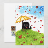Umbrella Cat Hearts beroemd gemaakt door Bihrle Kaart (Voorkant / Achterkant)