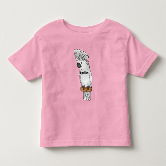 Umbrella cockatoo bird cartoon illustration kinder shirts (Voorkant)
