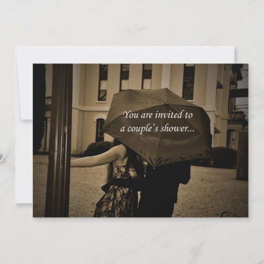 Umbrella Couple's Jack and Jill Shower Invitation Kaart (Voorkant)