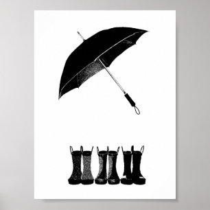 Umbrella en Boots Poster