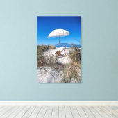 Umbrella en stoel op strand canvas afdruk (Insitu (Houten vloer))