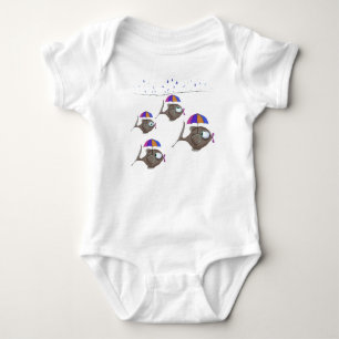 Umbrella Fish Baby Creeper, wit Romper