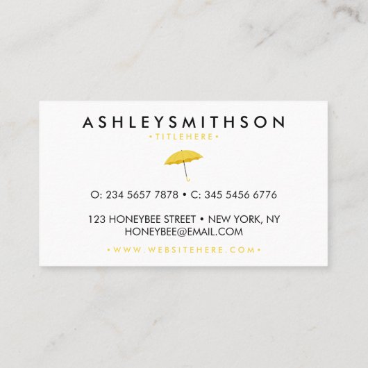 Umbrella geel visitekaartje (Achterkant)