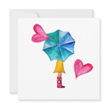 Umbrella Girl in Love Waterverf