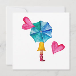 Umbrella Girl in Love Waterverf