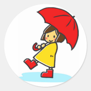 Umbrella Girl Round Stickers