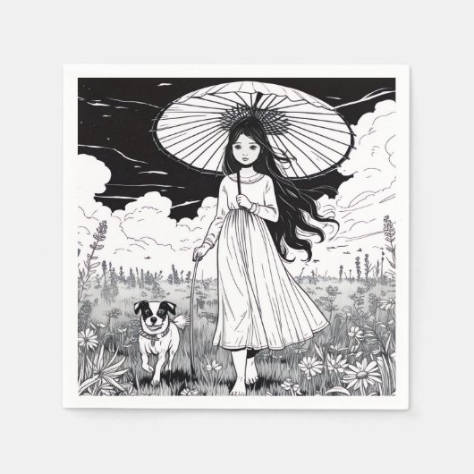 Umbrella Girl Servet (Voorkant)