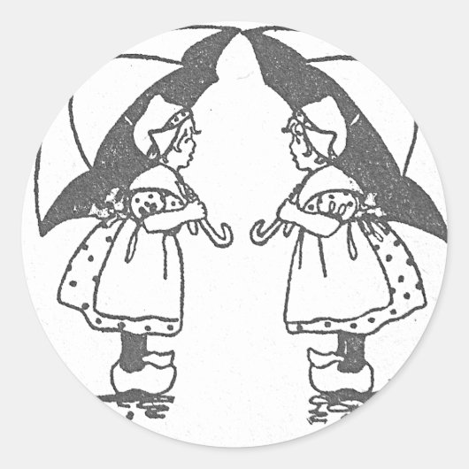 Umbrella Girls 2 Ronde Sticker (Voorkant)