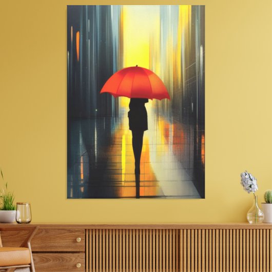 Umbrella in Red Canvas Print (Insitu (Woonkamer))