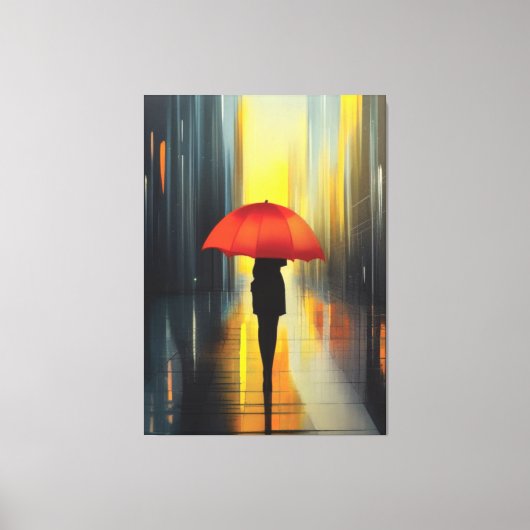 Umbrella in Red Canvas Print (Voorkant)