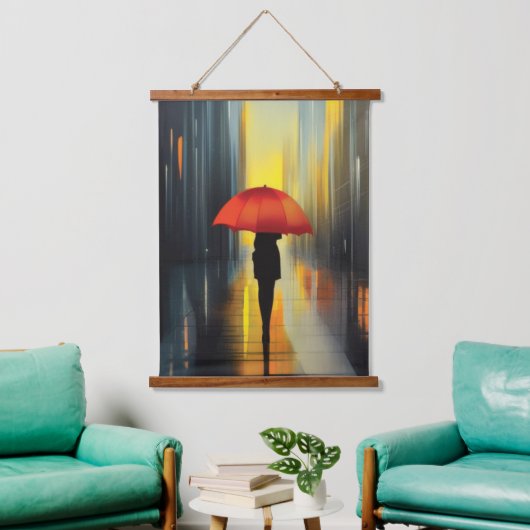 Umbrella in Red Wall Tapestry Hangend Wandkleed (Woonkamer)