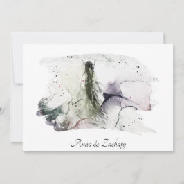 *~* Umbrella Japan Woman RSVP QR AR27 Wedding Kaart