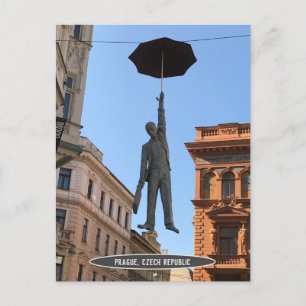 Umbrella Man Statue, Praag, Tsjechië Briefkaart