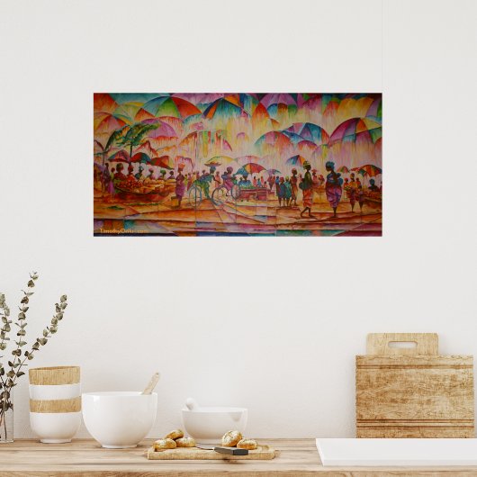 Umbrella Market - Canvas Print (Keuken)