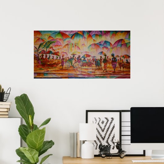 Umbrella Market - Canvas Print (Thuiskantoor)