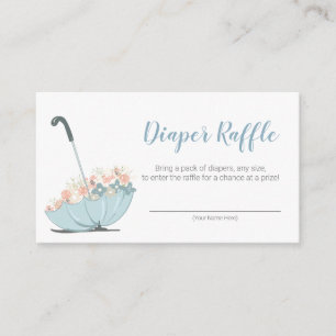 Umbrella met Flowers Boy Diaper Raffle Ticket Informatiekaartje
