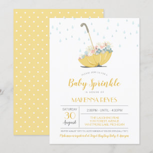 Umbrella met Flowers Gender Neutral Baby Sprinkle Kaart