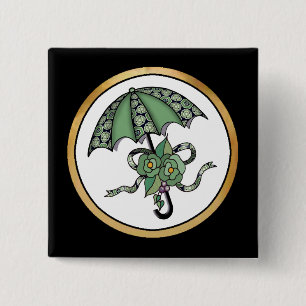 Umbrella met Rozen 06 Vierkante Button 5,1 Cm