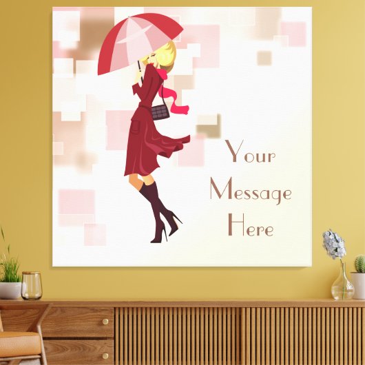 Umbrella Mode Model Wrapped Canvas Afdruk (Insitu (Woonkamer))