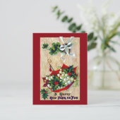 Umbrella of Flowers Vintage New Year Feestdagenkaart (Staand voorkant)