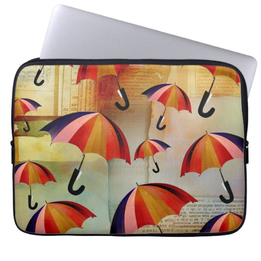 UMBRELLA PATTERNS IN A CAPTIVATING COLLAGE LAPTOP SLEEVE (Voorkant)