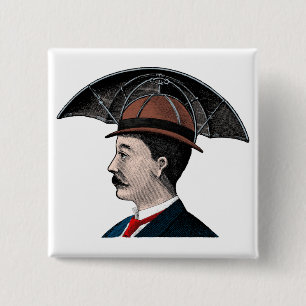 Umbrella Pet - illustratie Vierkante Button 5,1 Cm