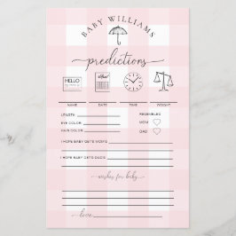 Umbrella Pink Gingham Baby voorspellingen spel