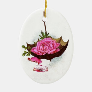 Umbrella Pink Rose Ornament