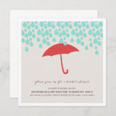 Umbrella & Regen druppels Bridal Shower Invitation Kaart (Voorkant / Achterkant)