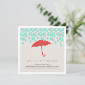 Umbrella & Regen druppels Bridal Shower Invitation Kaart (Staand voorkant)