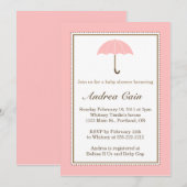 Umbrella roze uitnodiging (Voorkant / Achterkant)