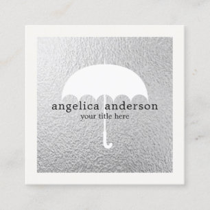 Umbrella Silver Foil Vierkante Visitekaartje