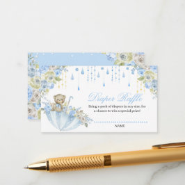 Umbrella Sprinkle Baby Teddy Bear Diaper Raffle Informatiekaartje