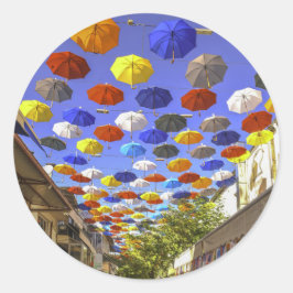 Umbrella Street Antalya Turkije Fotografie Ronde Sticker