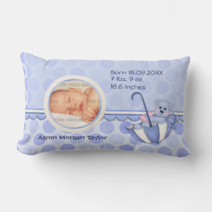 Umbrella Teddy Polka Dots Blauw Fotokussen Kussen