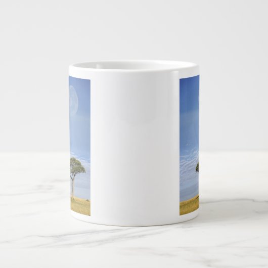 Umbrella Thorn Acacia, Acacia tortilis, en Grote Koffiekop (Voorkant)