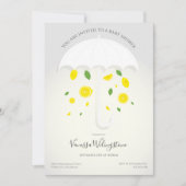 Umbrella White Grey Lemons Cartoon Baby shower Kaart (Voorkant)
