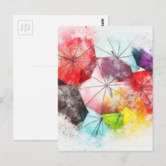 Umbrellas Colorful Abstract Briefkaart (Voorkant / Achterkant)
