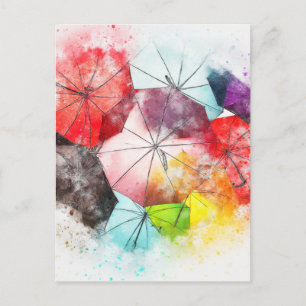 Umbrellas Colorful Abstract Briefkaart